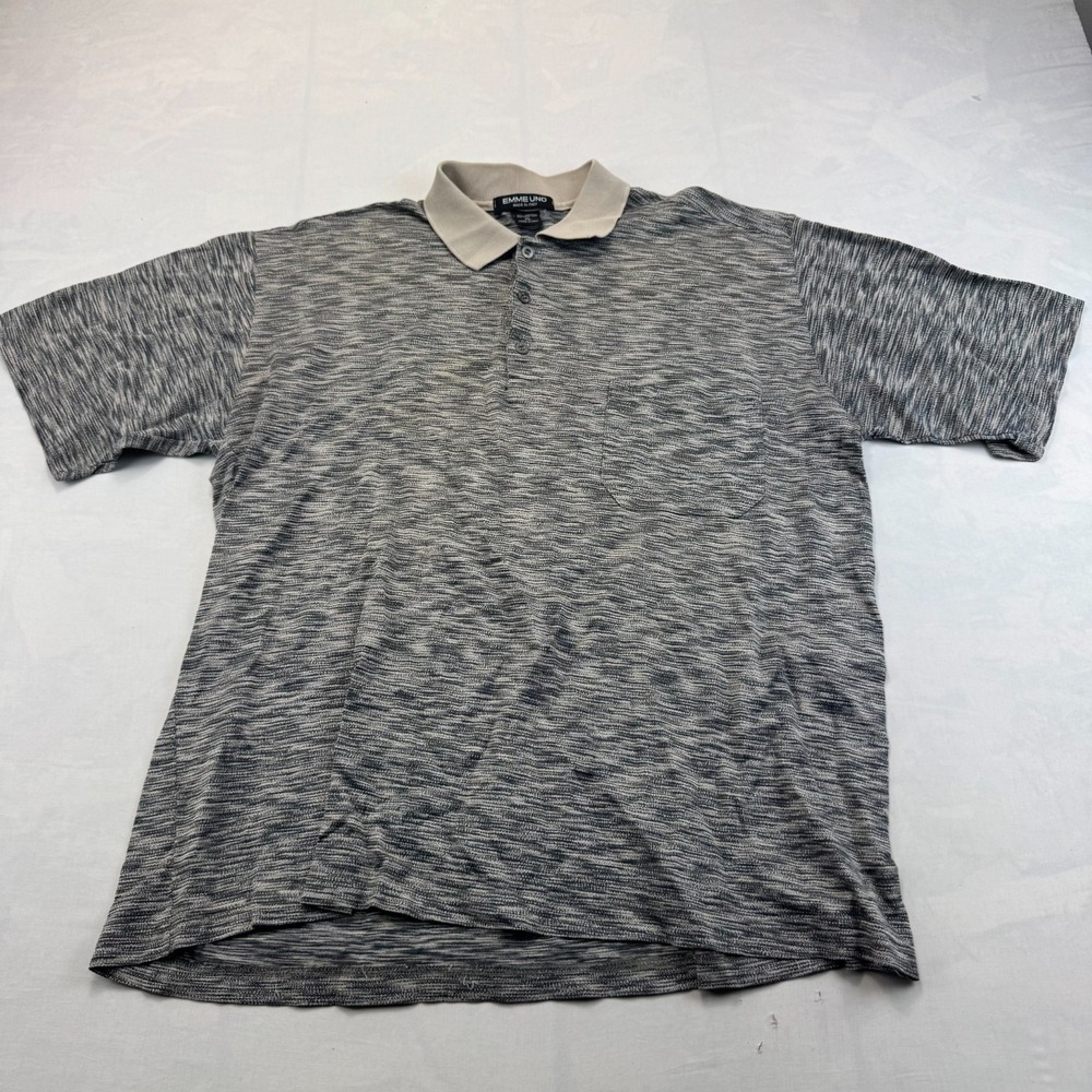 Emme Uno Polo Shirt Mens X-Large Gray Space Dye Short Sleeve Collared Popover